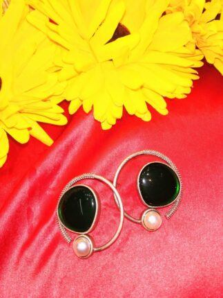 Silver Beautiful Green Stone Earrings