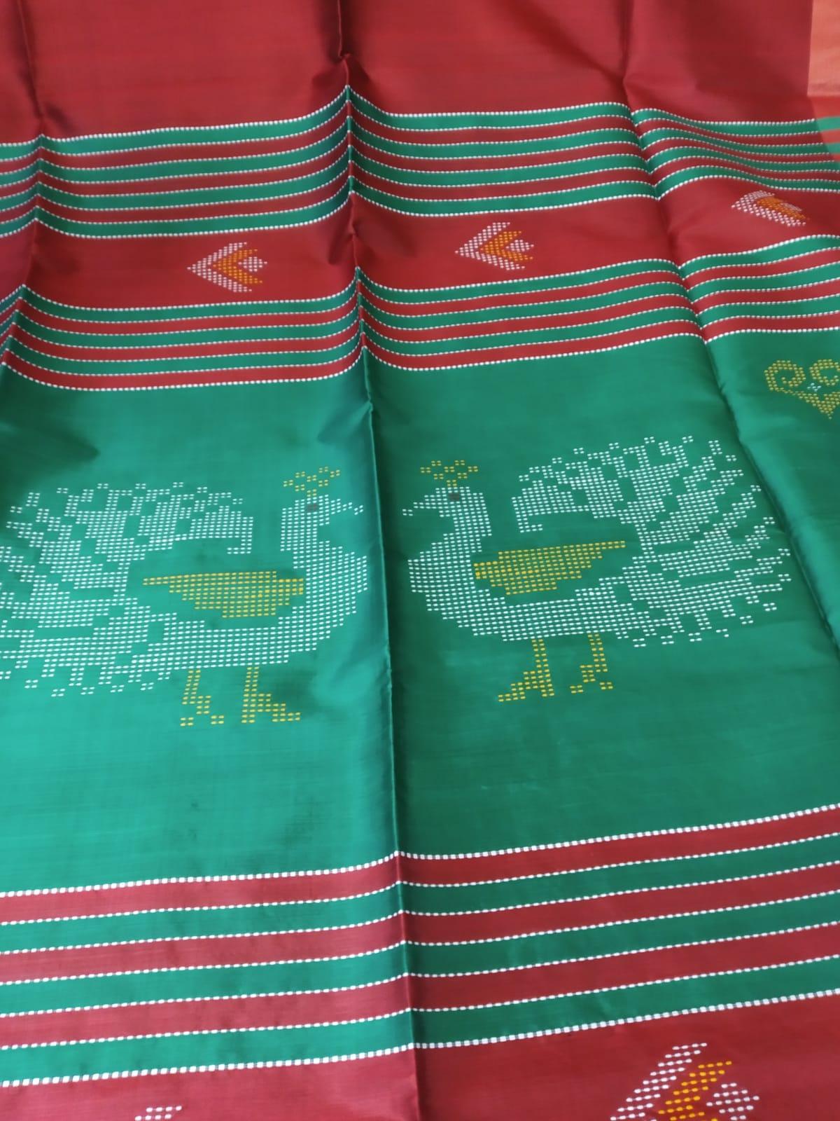 Red And Green Beautiful Silk Saree