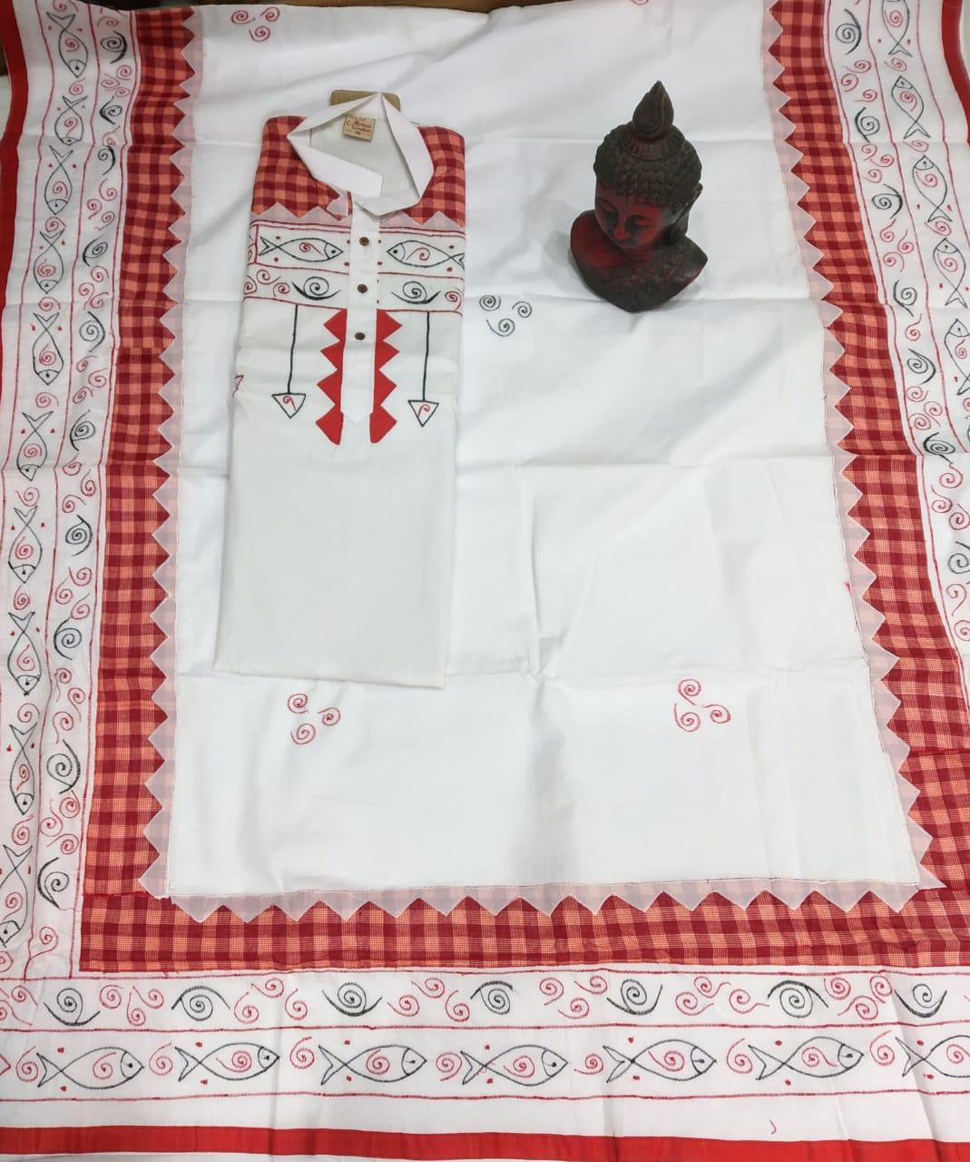 Pure Cotton With Gamcha Print Couple Set