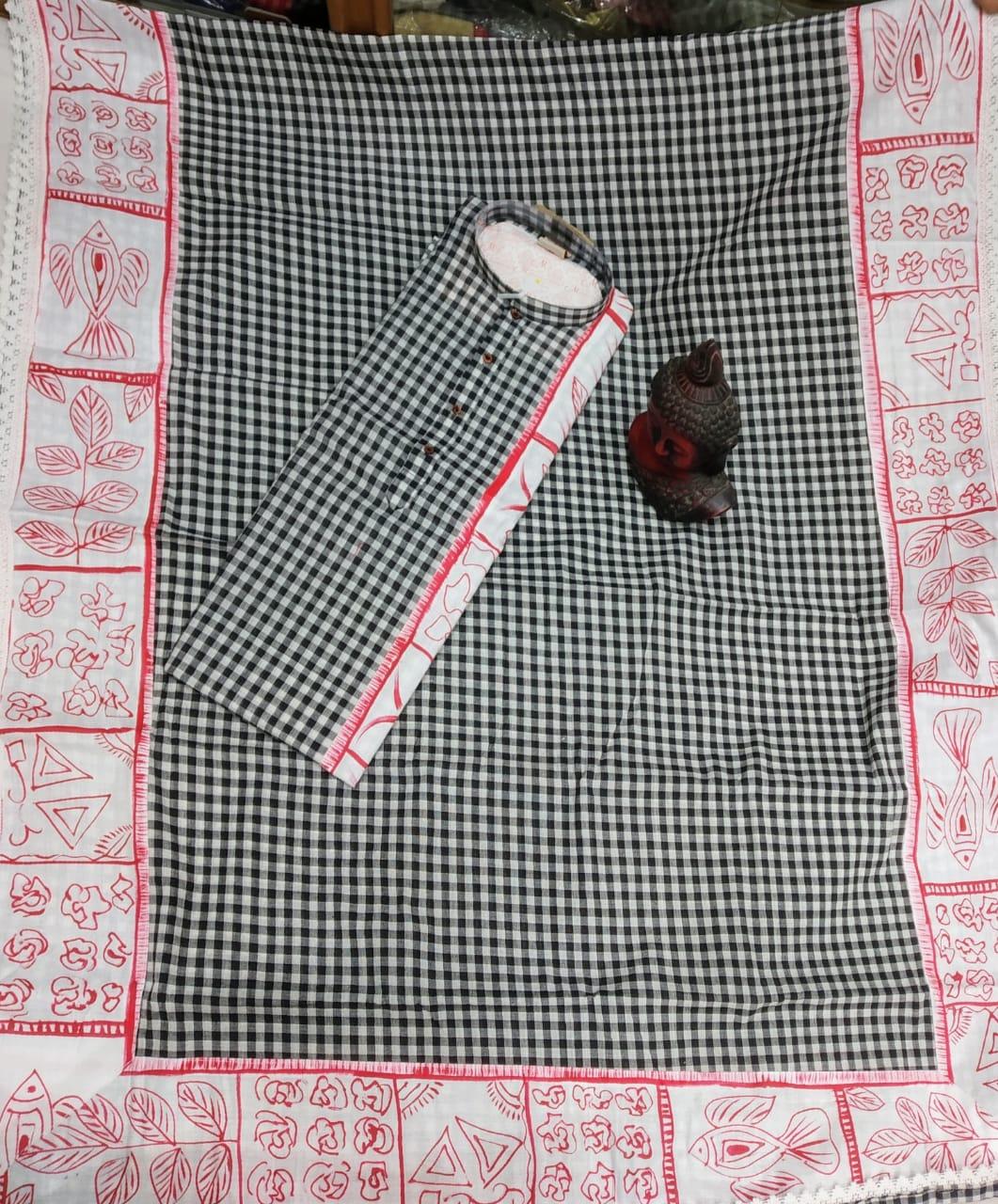 Pure Cotton With Check Print Couple Set