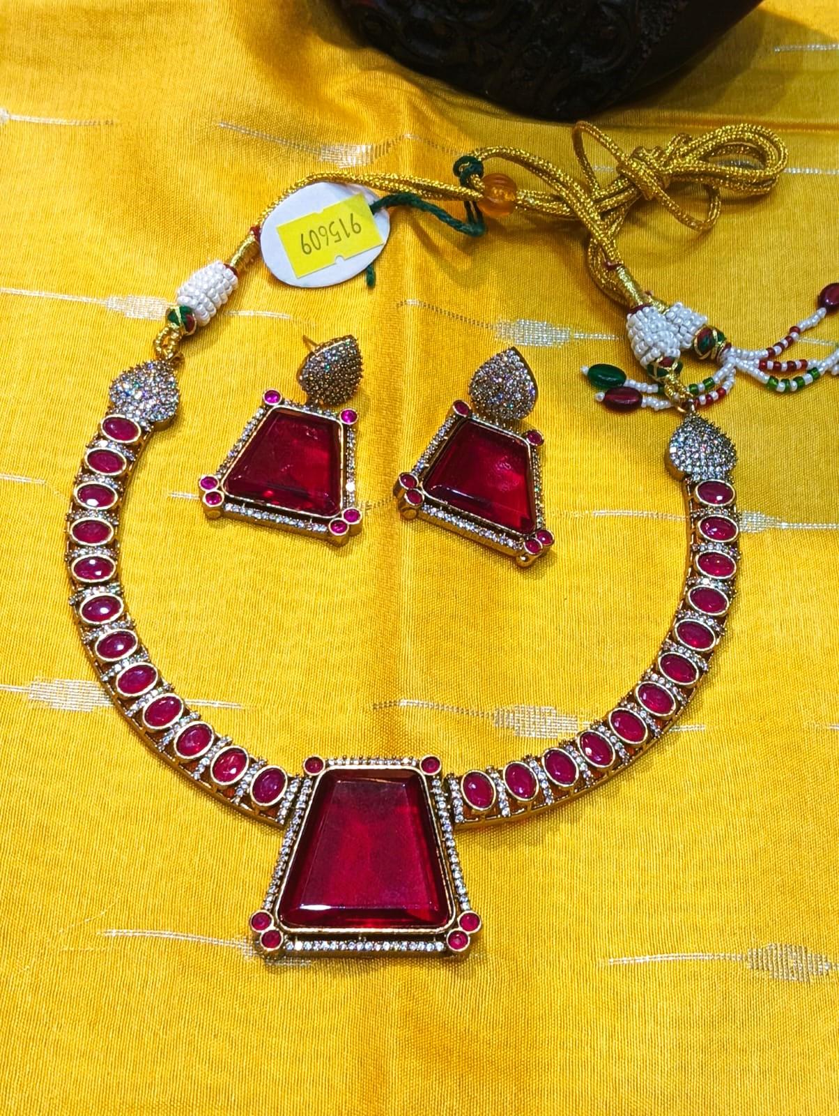 Semi Precious Maroon Stone Set