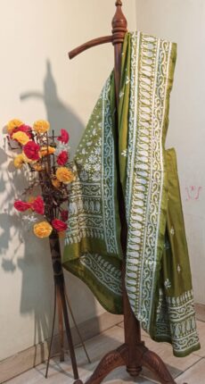 Bangalore Silk Kantha Stitch Saree