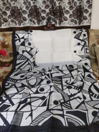 Black And White Beautiful Silk Saree