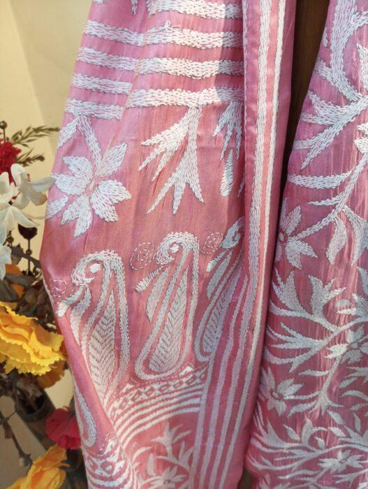 Bangalore Silk Kantha Stitch Saree - Image 9