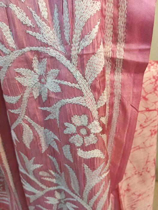 Bangalore Silk Kantha Stitch Saree - Image 10