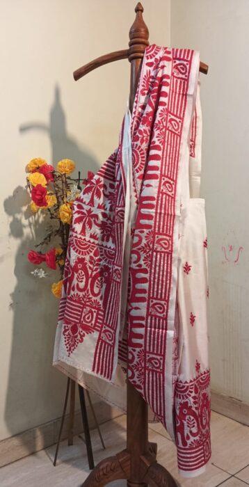 Bangalore Silk Kantha Stitch Saree - Image 11