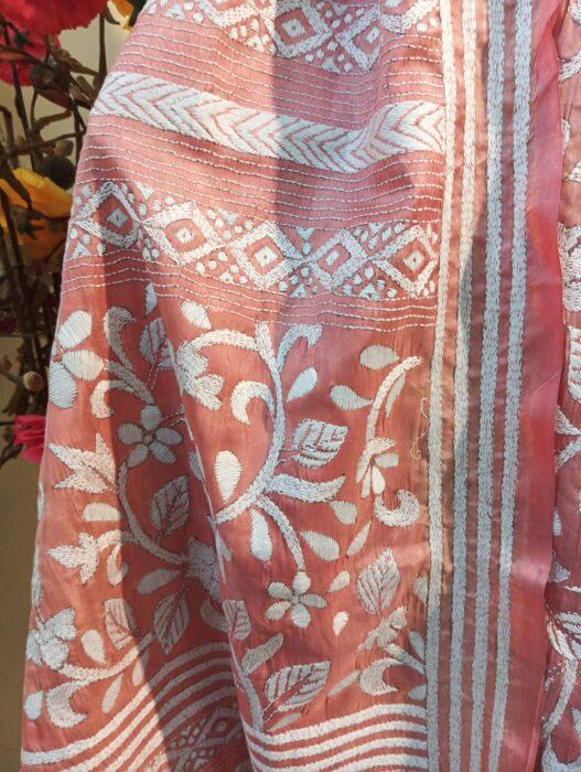 Bangalore Silk Kantha Stitch Saree - Image 15