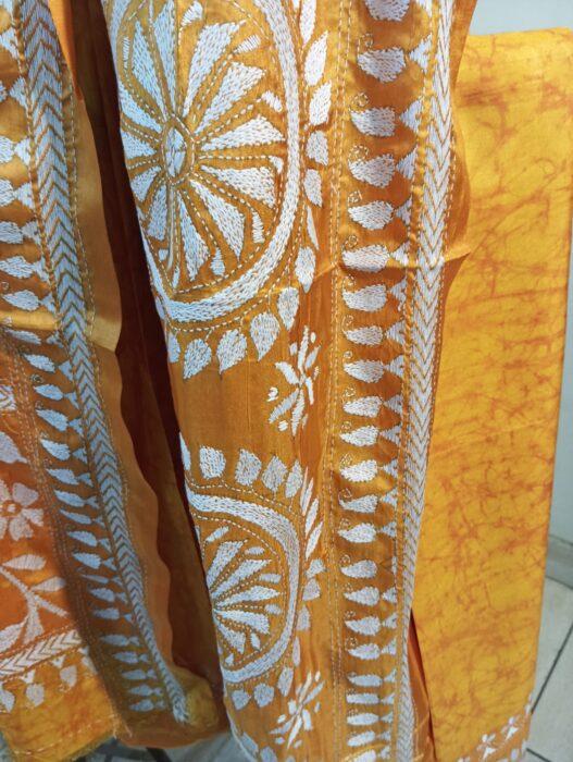 Bangalore Silk Kantha Stitch Saree - Image 19