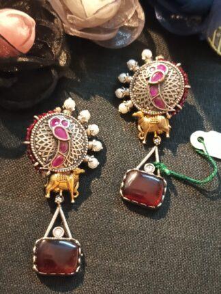 Beautiful Maroon Stone Earring