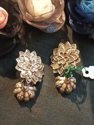 Beautiful Flower Design Silver Replica Earring