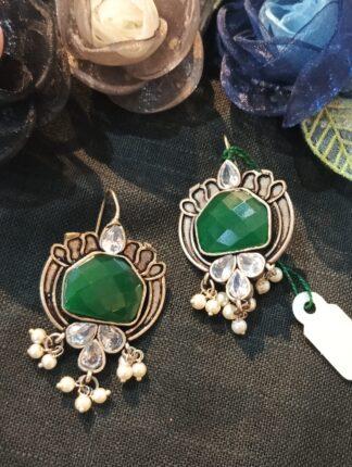 Beautiful Green Kundan Jadau Stone Earring
