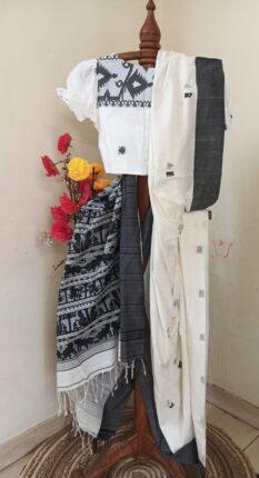 Beautiful Baluchuri Saree With Blouse Combo Set For Special Durga Puja