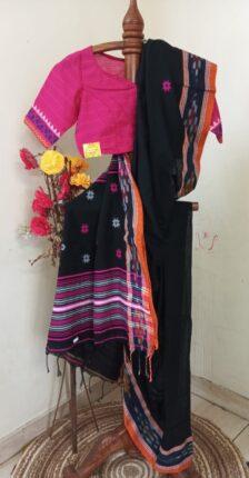 Beautiful Saree With Kantha Stitch Blouse Combo Set